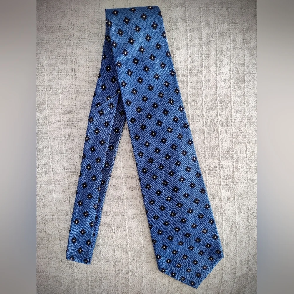 Like New Vintage 90's Faconnable Blue Necktie, Made in France, 100% Silk - Picture 4 of 8